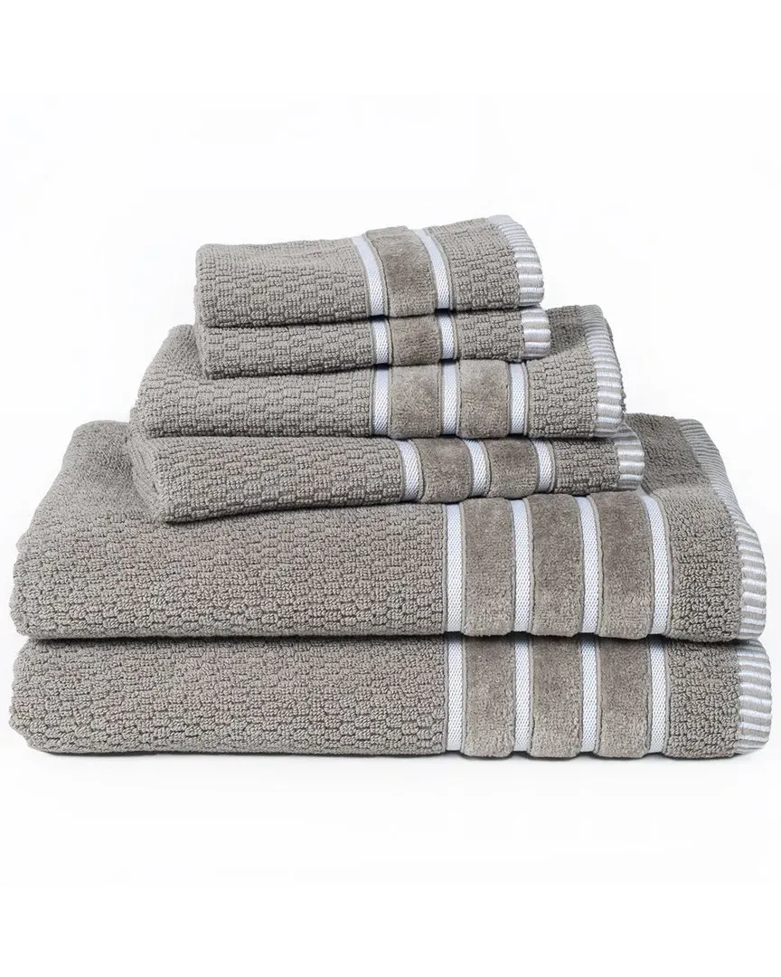 Rice Weave 6Pc Cotton Towel Set - Taupe image