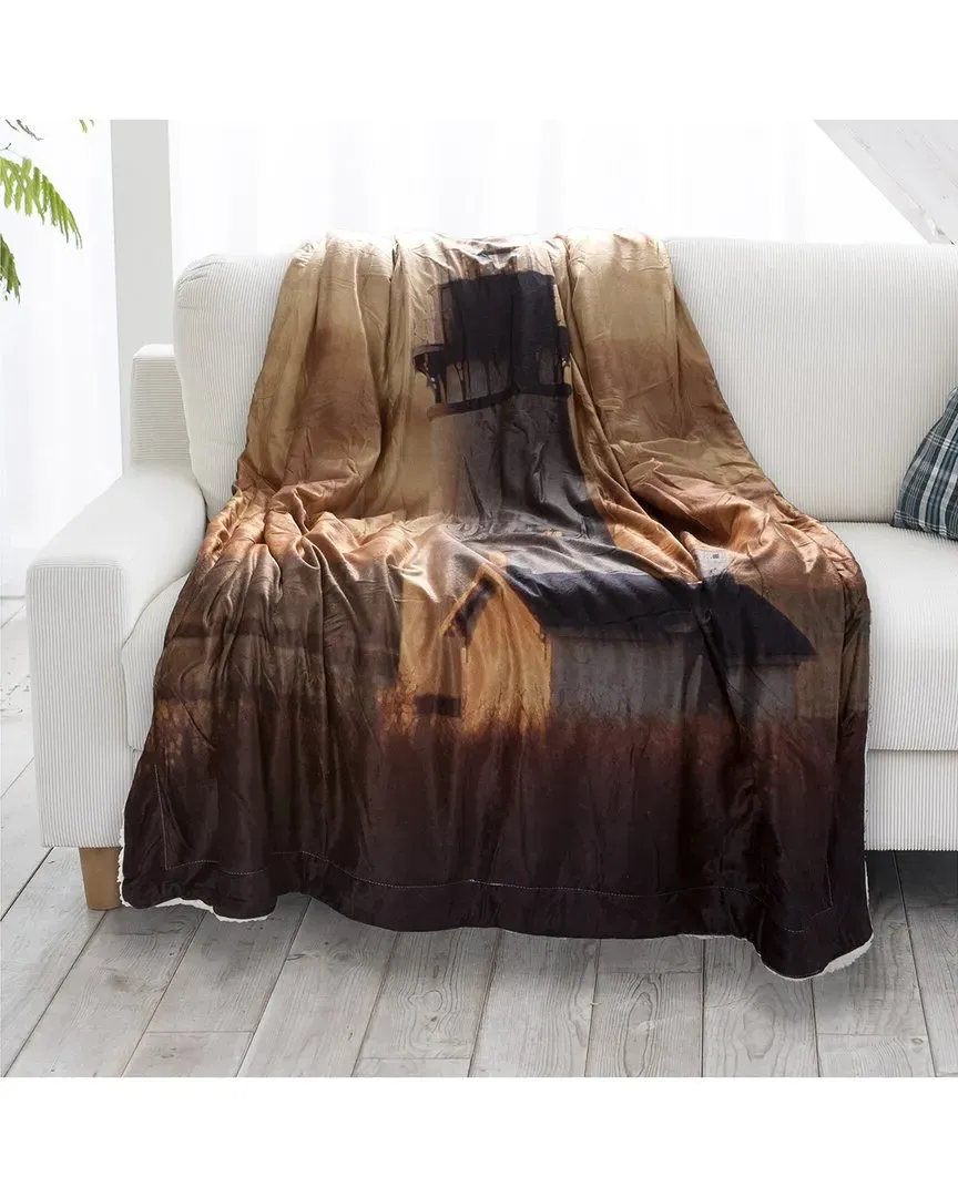 Sherpa Fleece Lighthouse Print Throw Blanket - Multi image