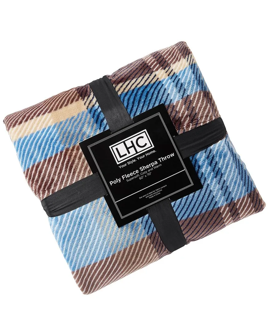 Sherpa Plaid Throw Blanket - Blue, Polyester image