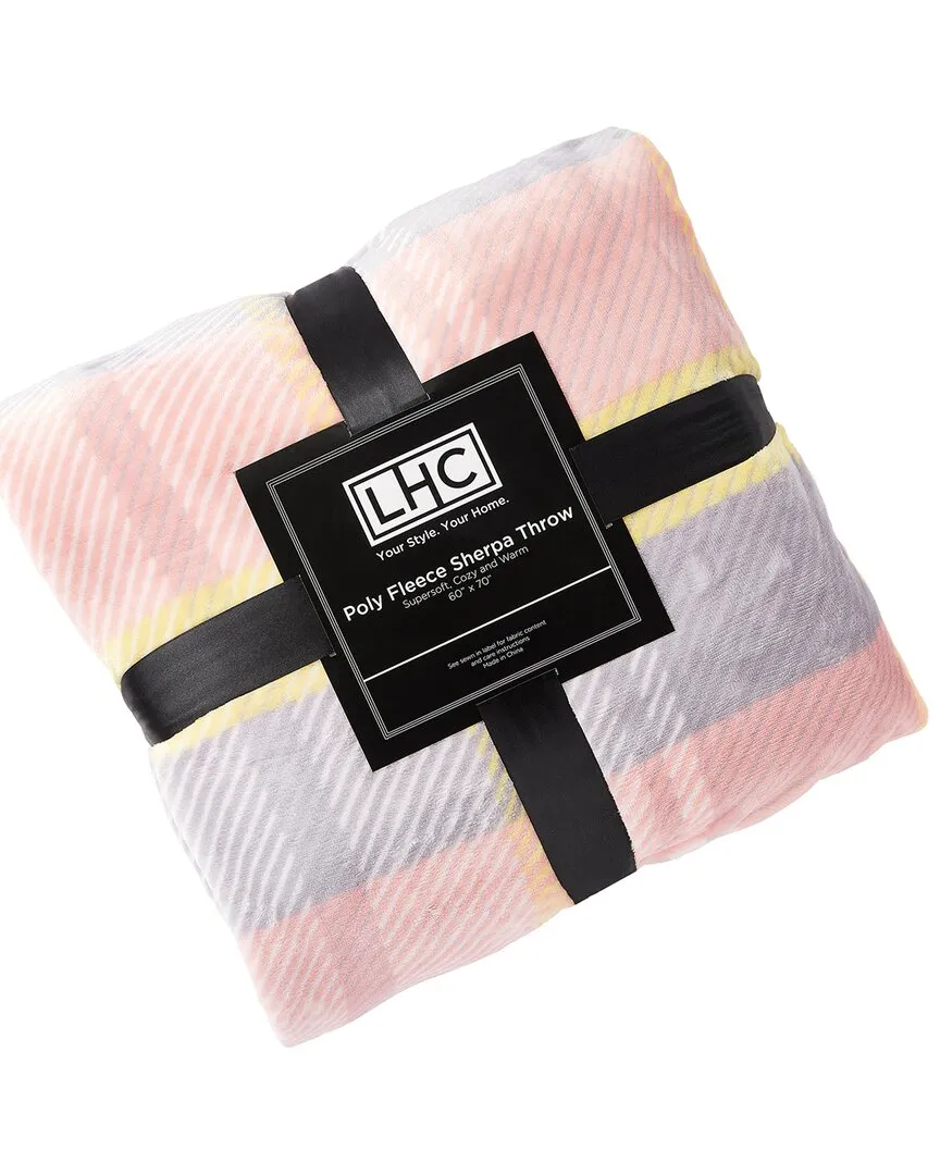 Sherpa Plaid Throw Blanket - Pink, Polyester