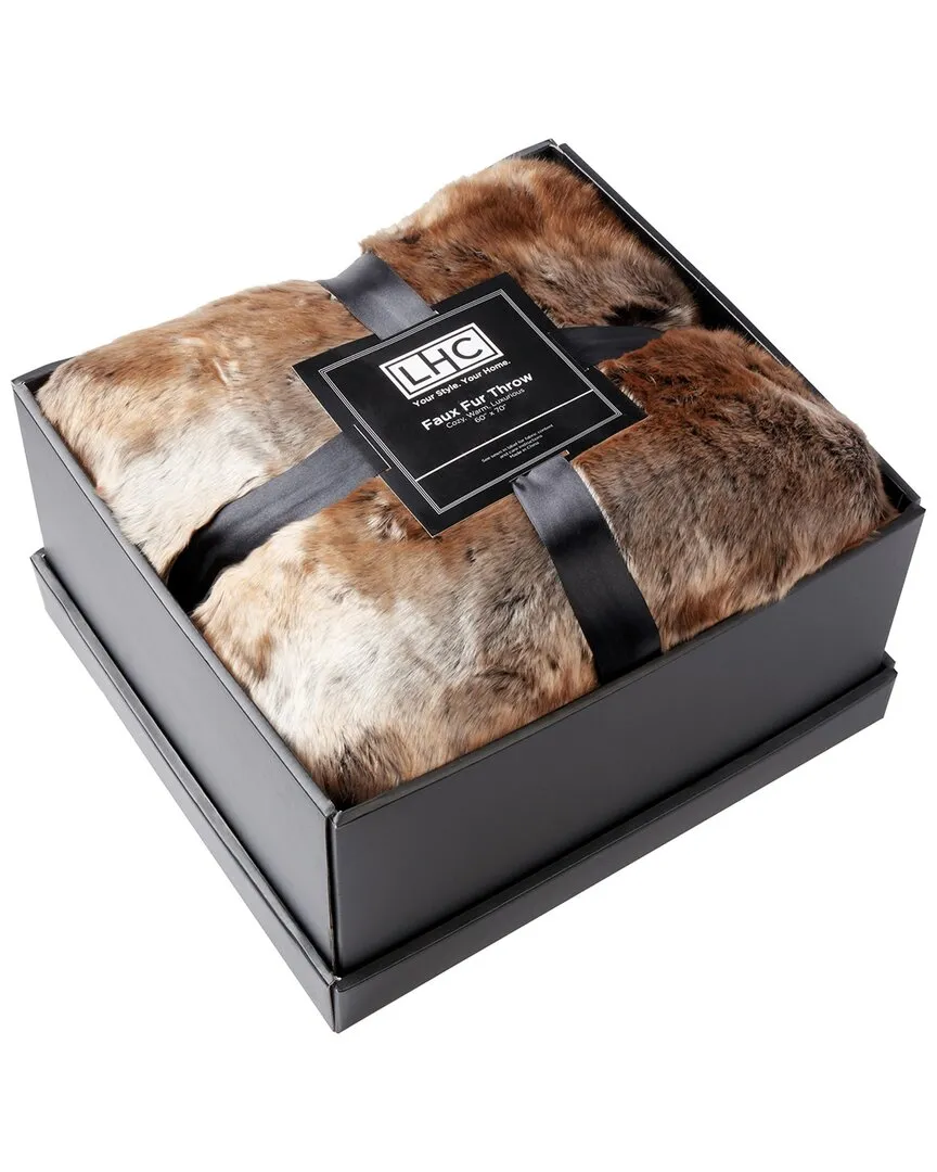 Zobel Throw Blanket with Gift Box - Amber Brown, Faux Fur image