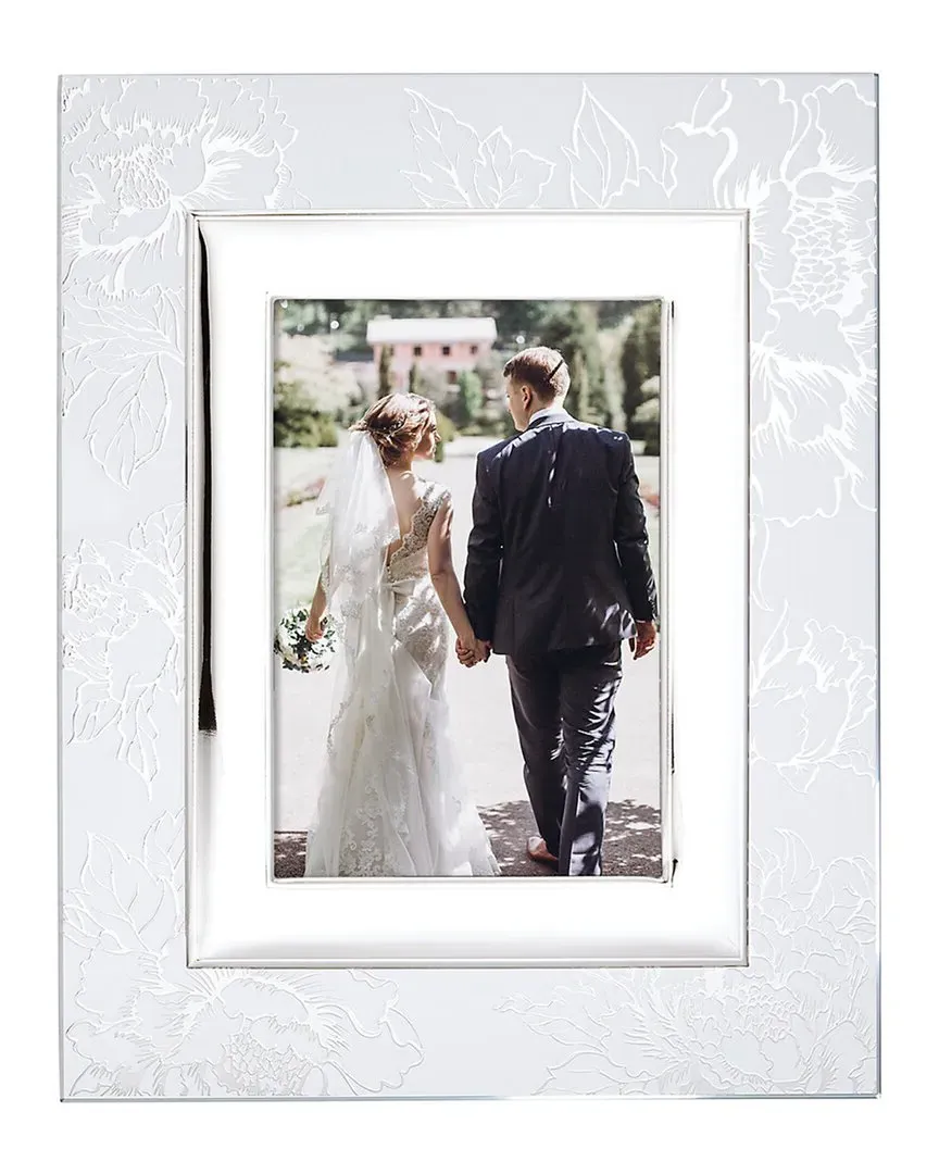 5x7 Picture Frame with Peony Detail - Silver image