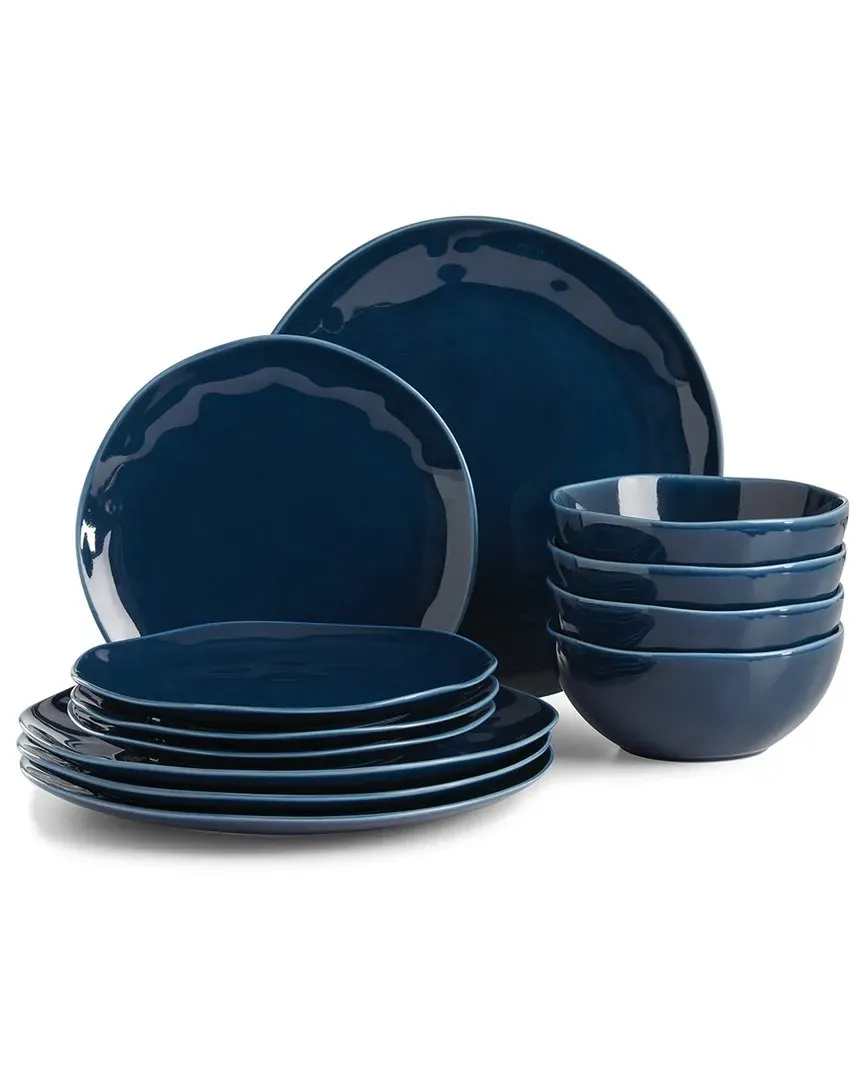 Bay Colors 12pc Dinnerware Set - Blue, Porcelain image