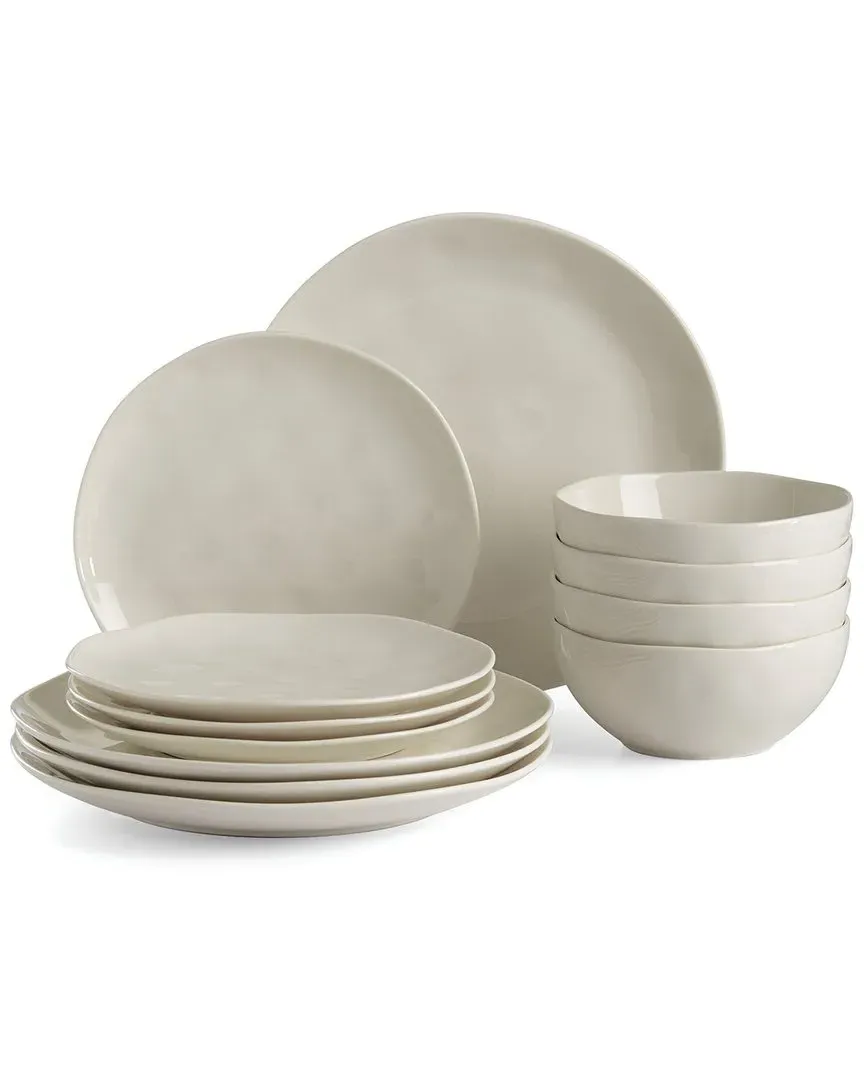 Bay Colors 12pc Dinnerware Set - Grey, Porcelain