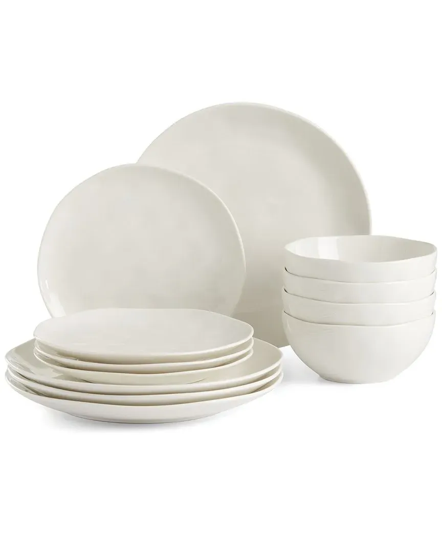 Bay Colors 12pc Dinnerware Set - White, Porcelain
