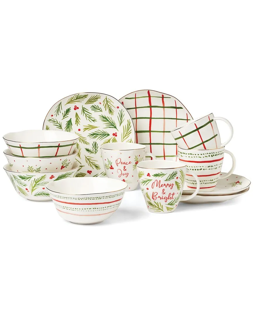 Bayberry 12pc Dessert Set - Red, Porcelain image
