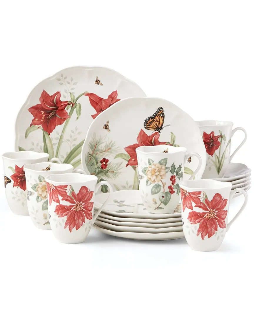 Butterfly Meadow 18-Piece Dinnerware Set - Red, Porcelain image