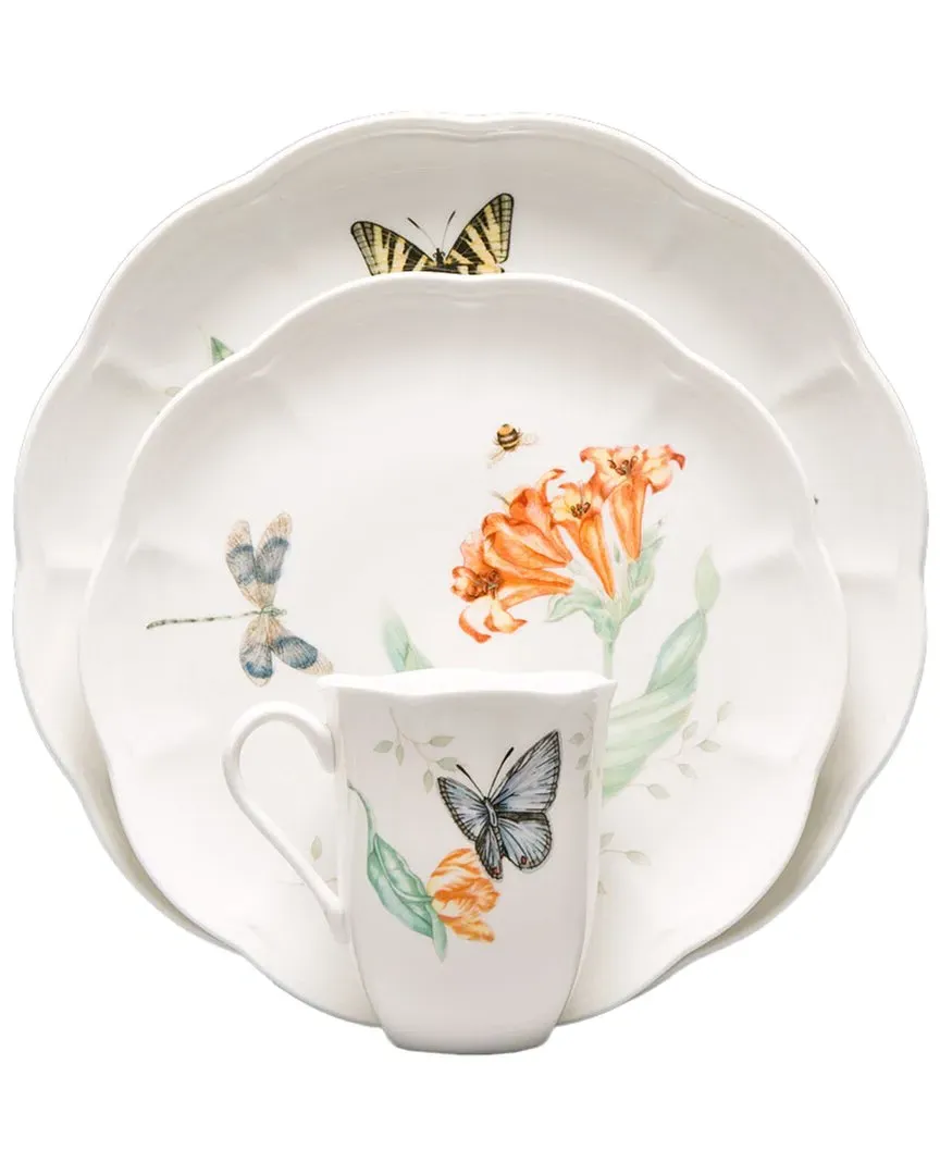 Butterfly Meadow 18-Piece Dinnerware Set - White, Porcelain