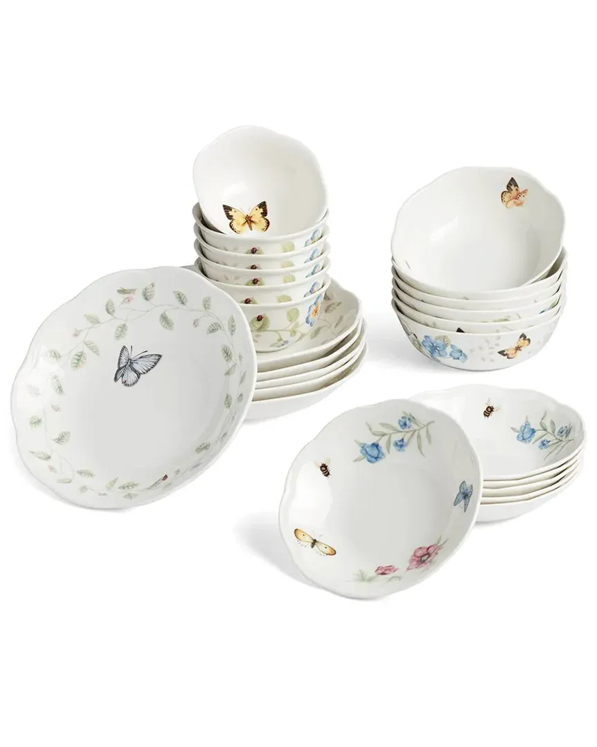Butterfly Meadow 24-Piece Bowl Set - White, Porcelain image