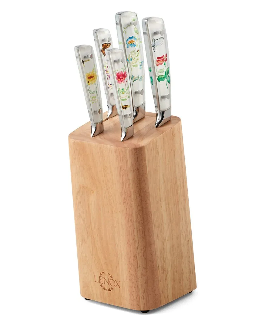 Butterfly Meadow 6pc Knife Block Set - Multicolor, Acacia Wood image