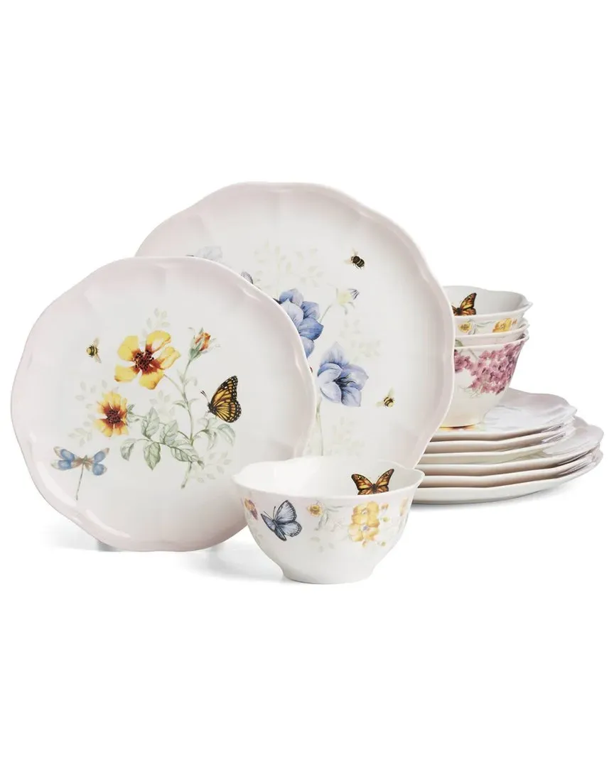 Butterfly Meadow Ombre 12-Piece Dinnerware Set - Porcelain