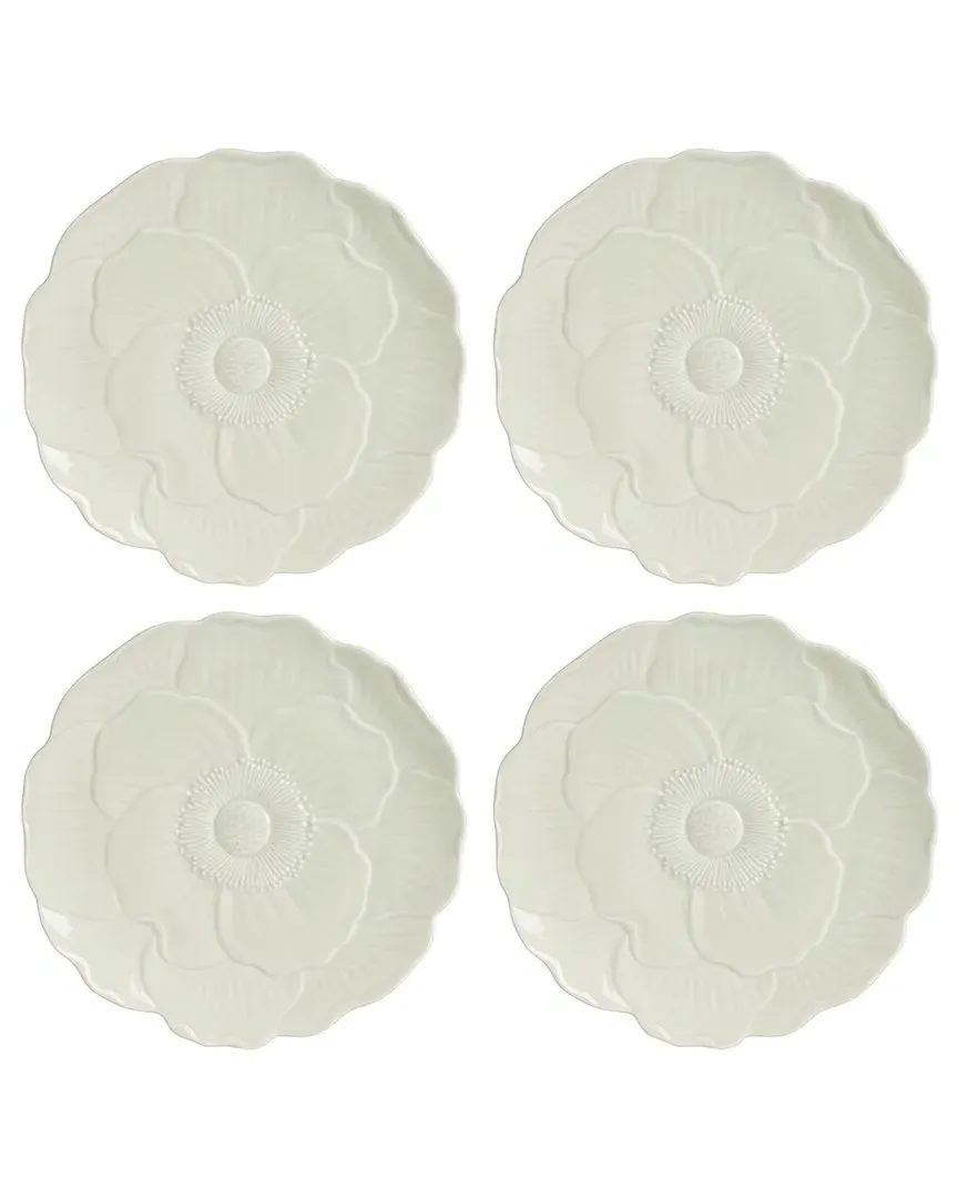 Butterfly Meadow Set of 4 Floral Accent Plates - Green, Porcelain