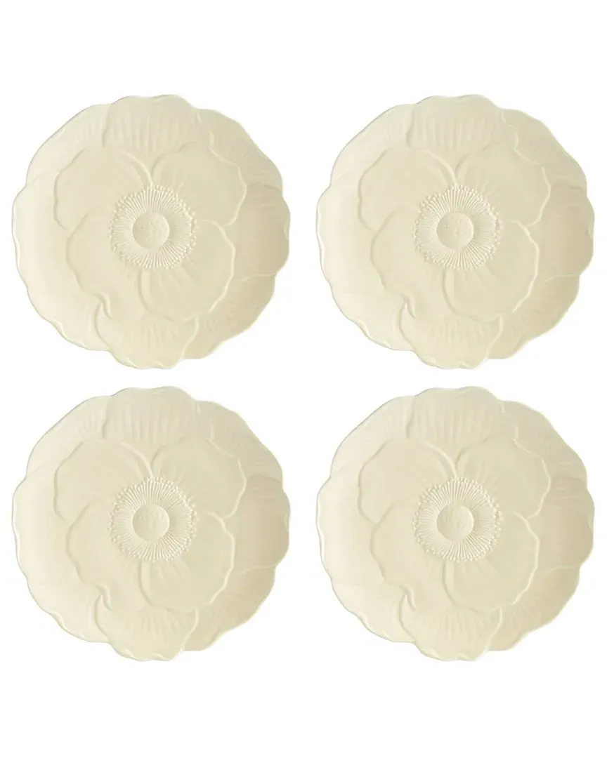 Butterfly Meadow Set of 4 Floral Accent Plates - Yellow, Porcelain