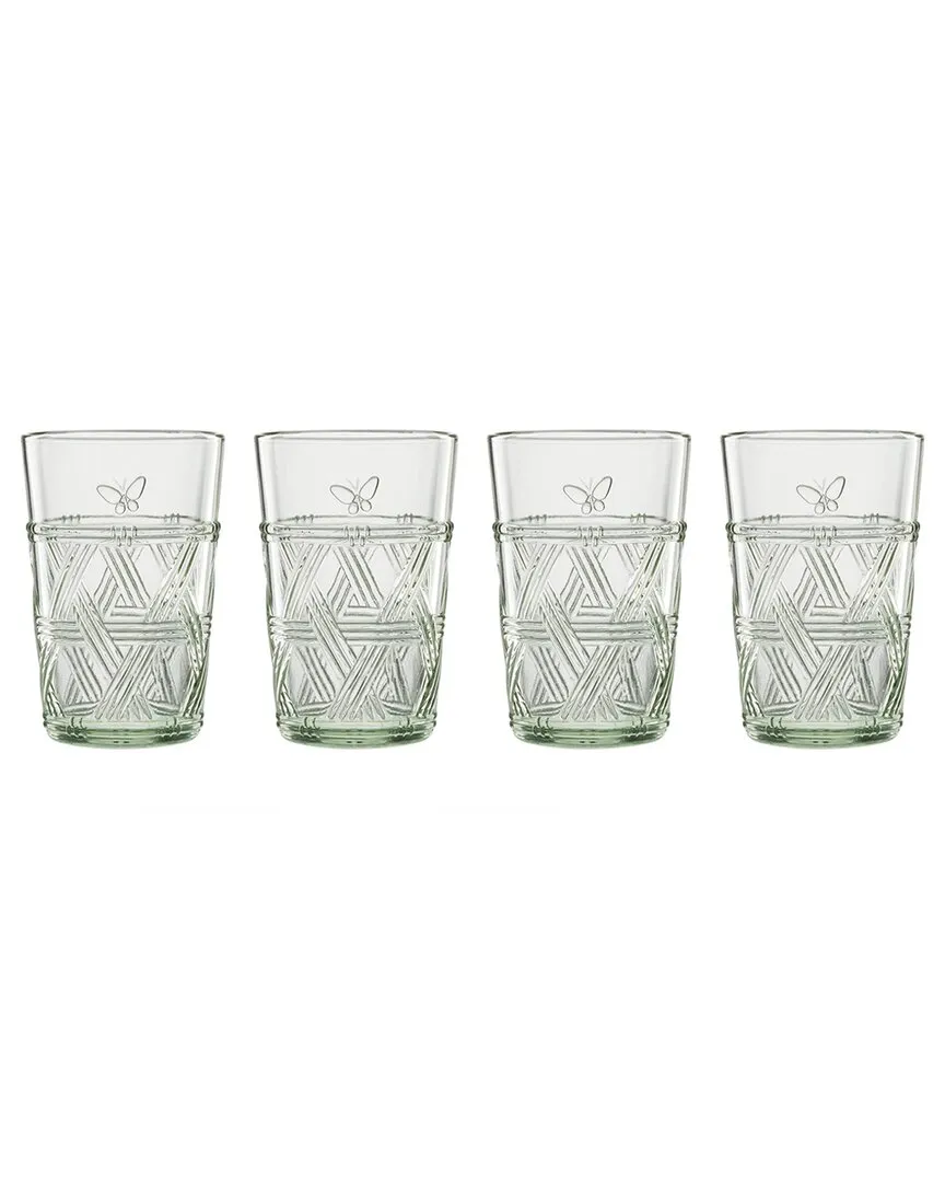 Butterfly Meadow Set of 4 Tall Glasses - Green, Glass