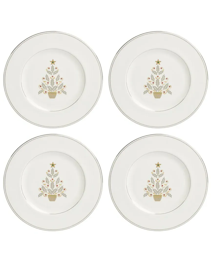 Federal Platinum Tree Set of 4 Accent Plates - Ivory, Porcelain