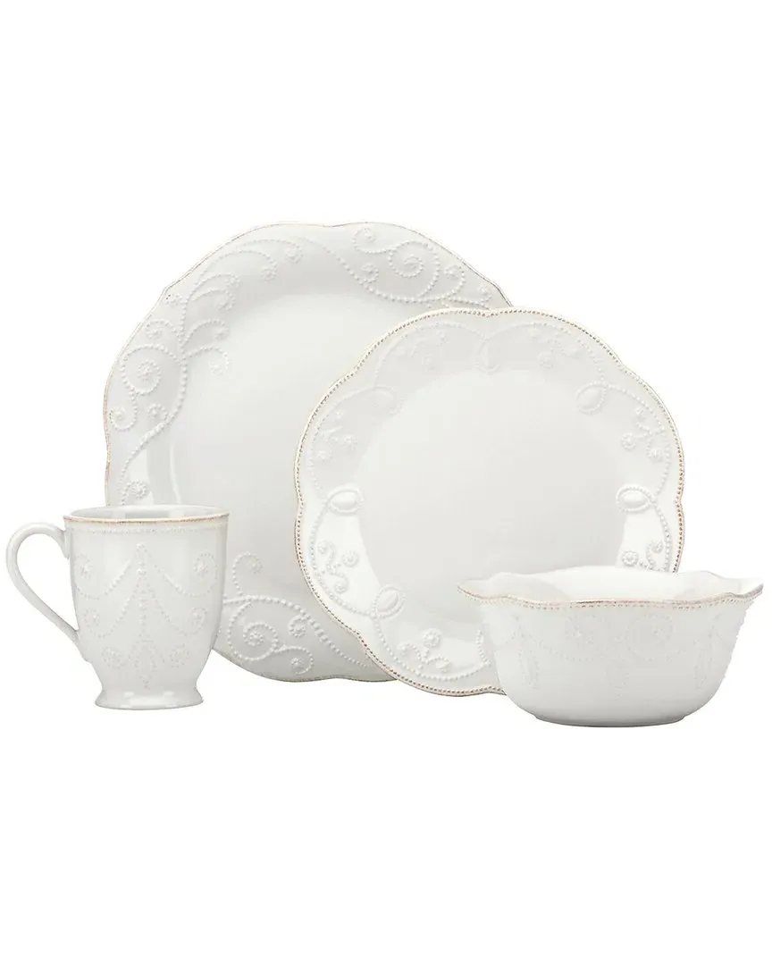 French Perle 4-Piece Place Setting - White, Stoneware