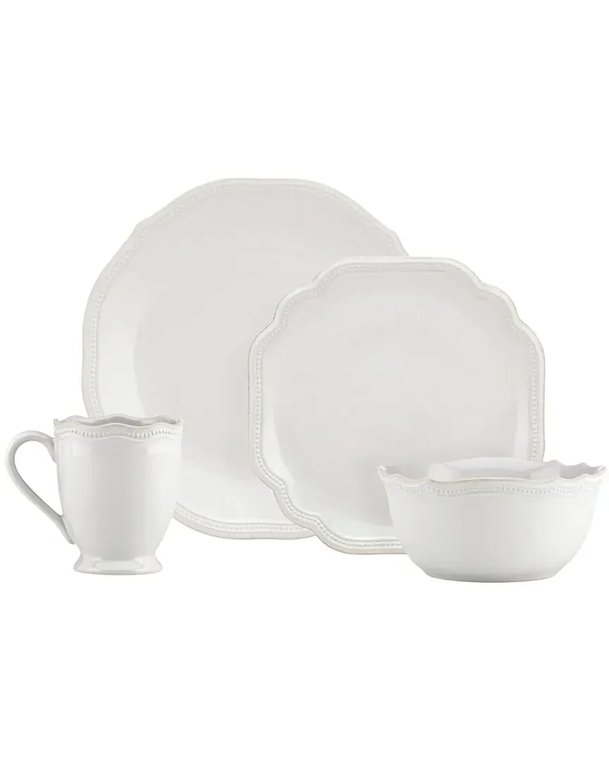 French Perle Bead 4Pc Place Setting - White