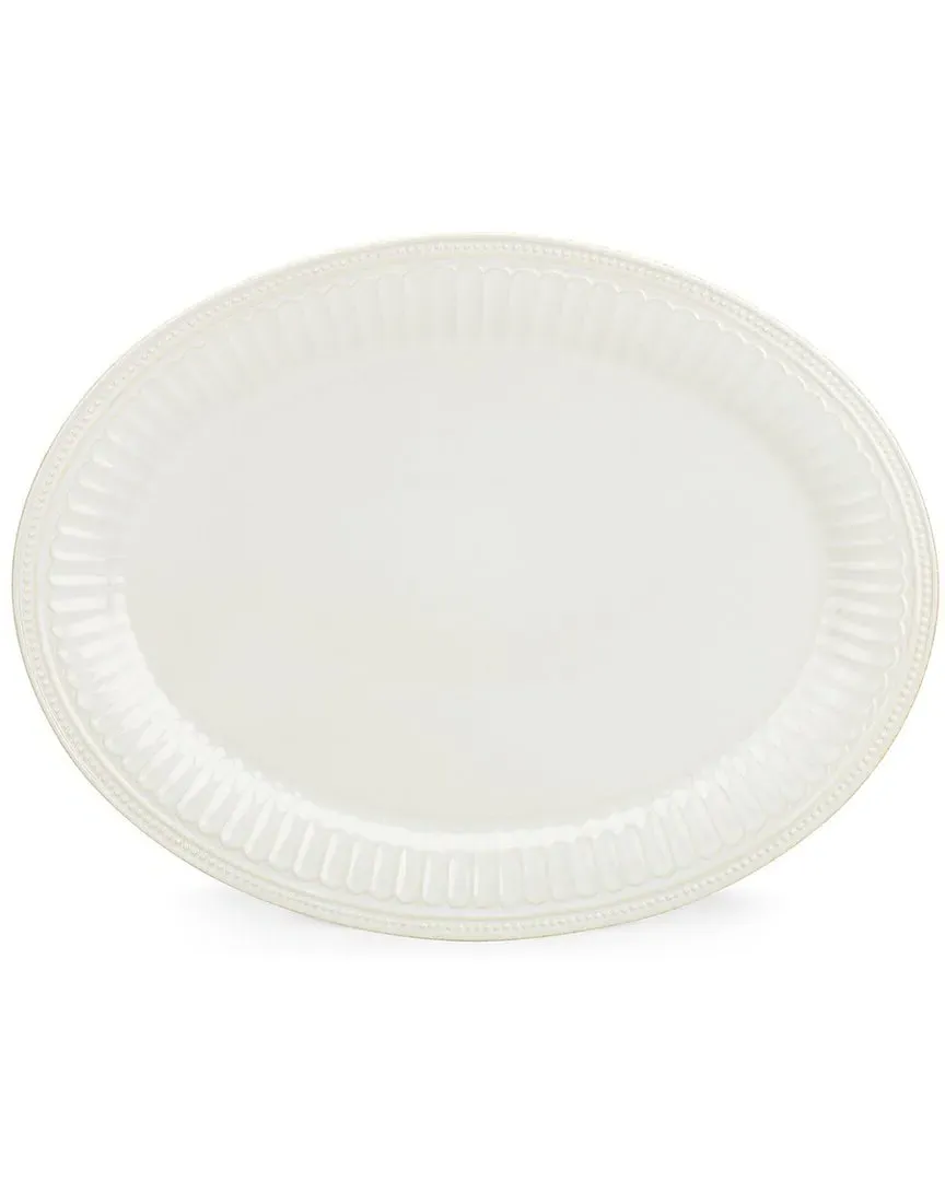 French Perle Groove Oval Serving Platter - White