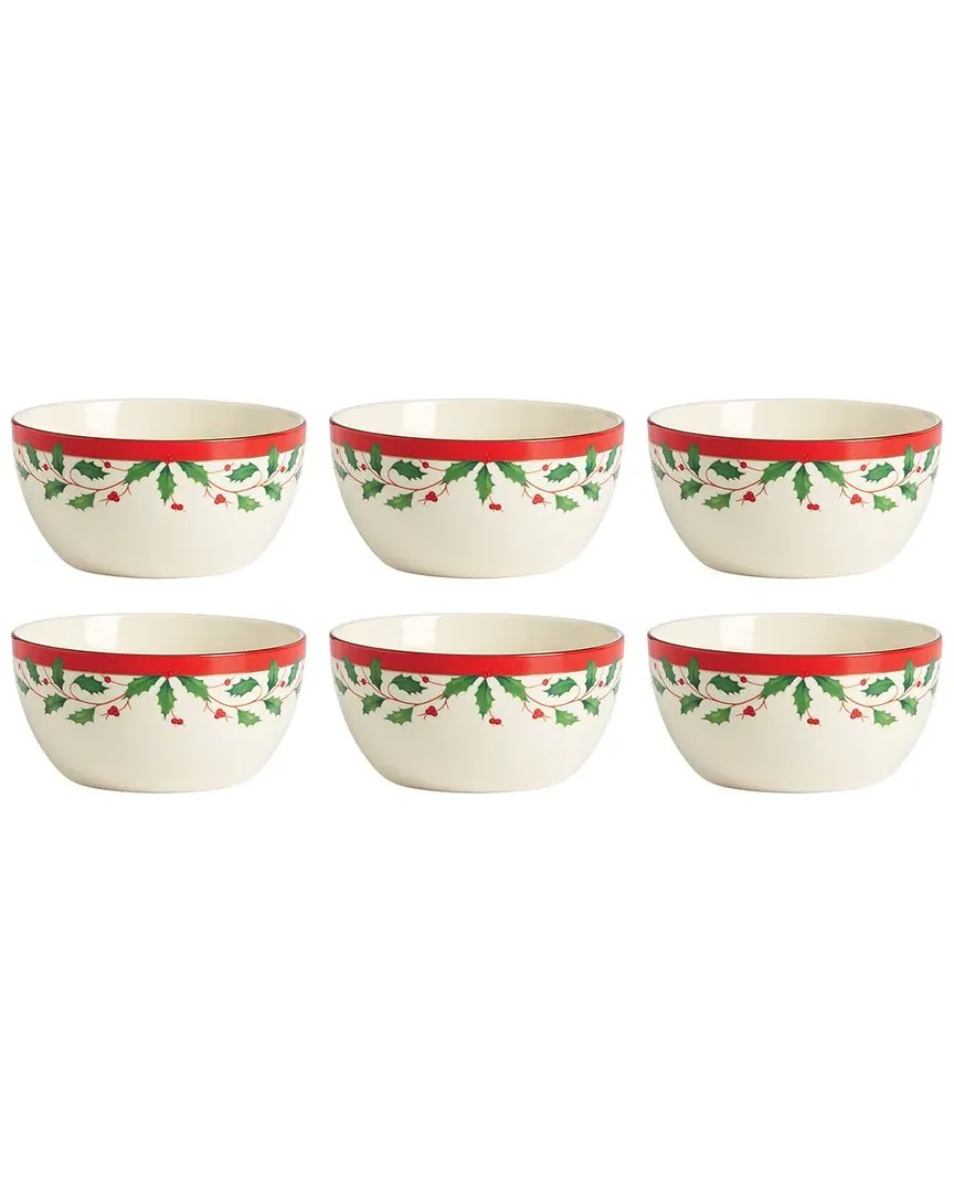 Holiday 6pc Dessert Bowl Set - Multicolor, Porcelain image