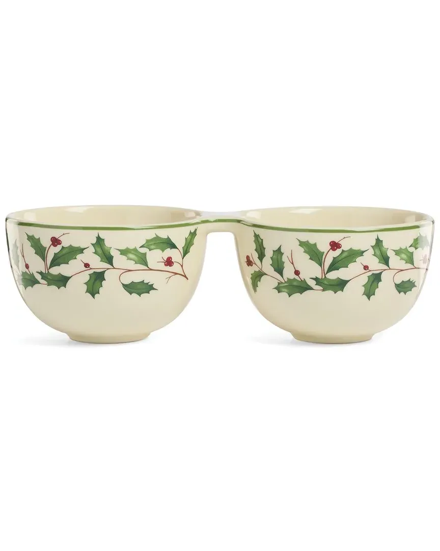 Holiday Double Dip Bowl - Ivory, Porcelain image