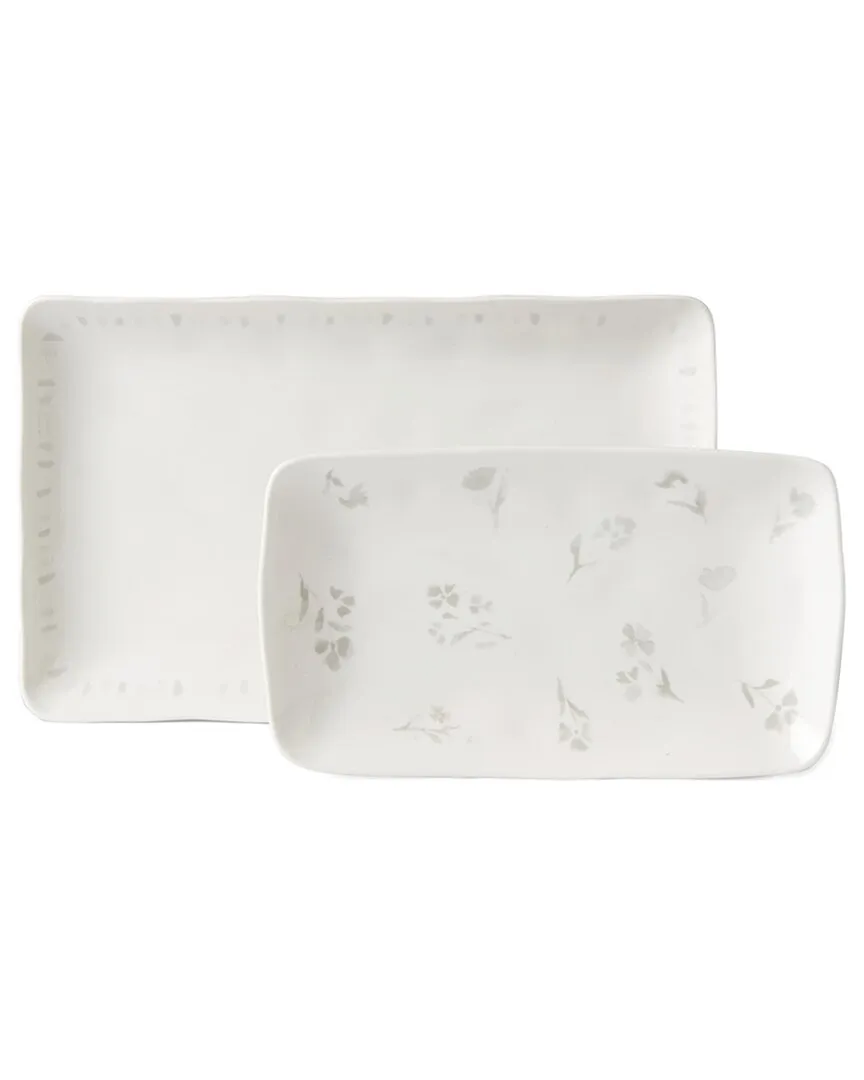 Lenox Oyster Bay 2pc Nesting Serving Platters - White, Porcelain image