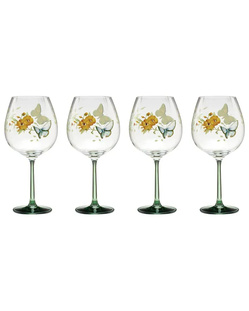 Set of 4 Butterfly Meadow Balloon Wine Glasses - Multicolor image