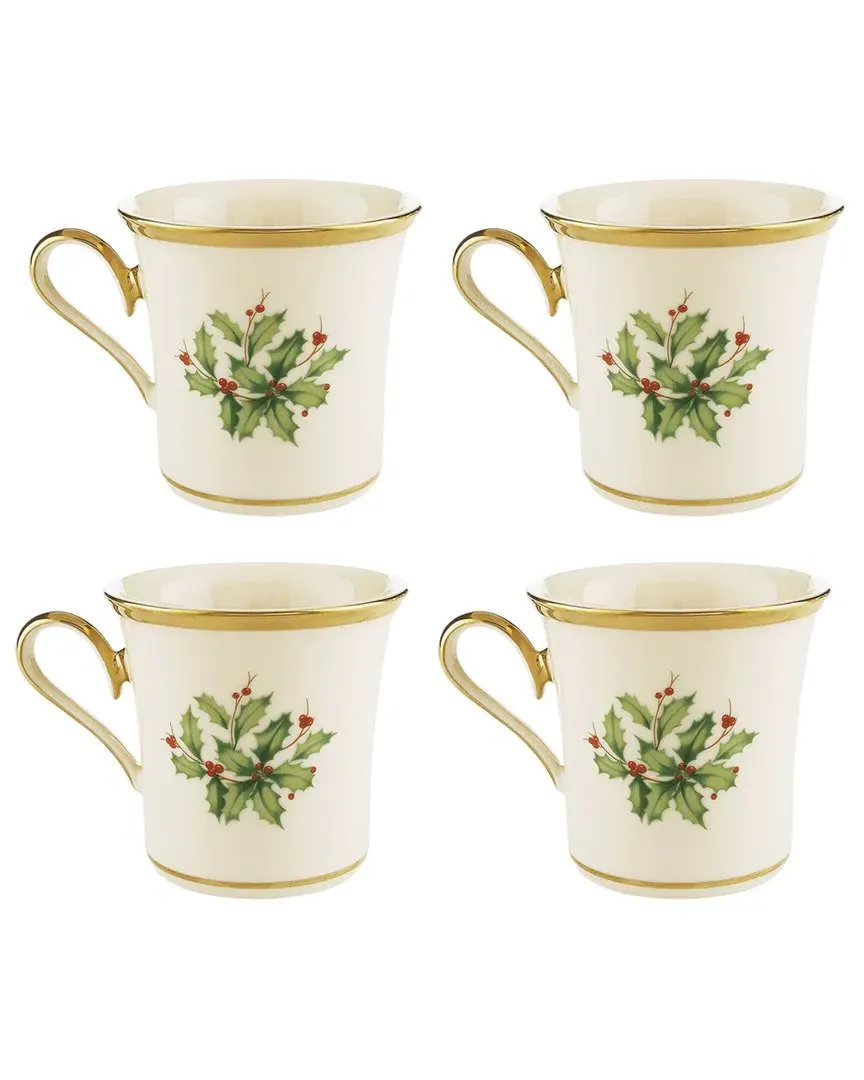Set of 4 Holiday Mugs - White, Porcelain image