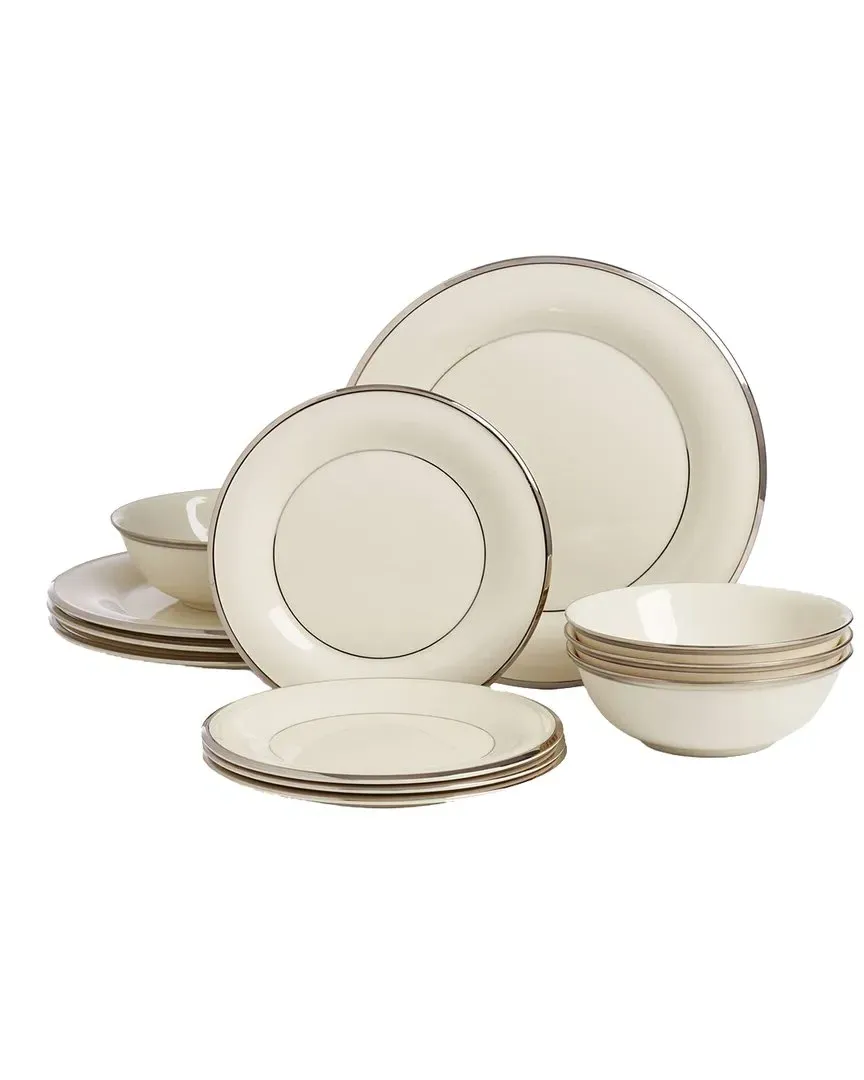 Solitaire 12-Piece Dinnerware Set - White, Porcelain