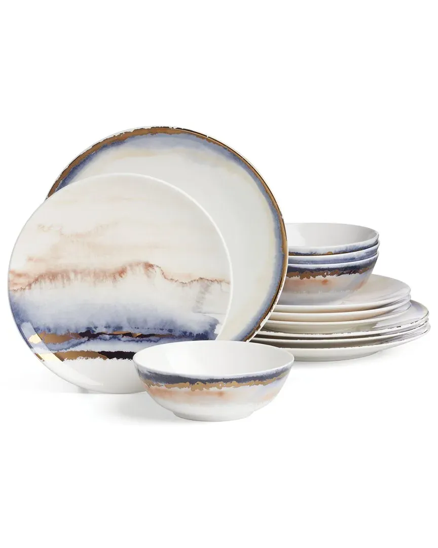 Summer Radiance 12pc Dinnerware Set - Multicolor, Bone China