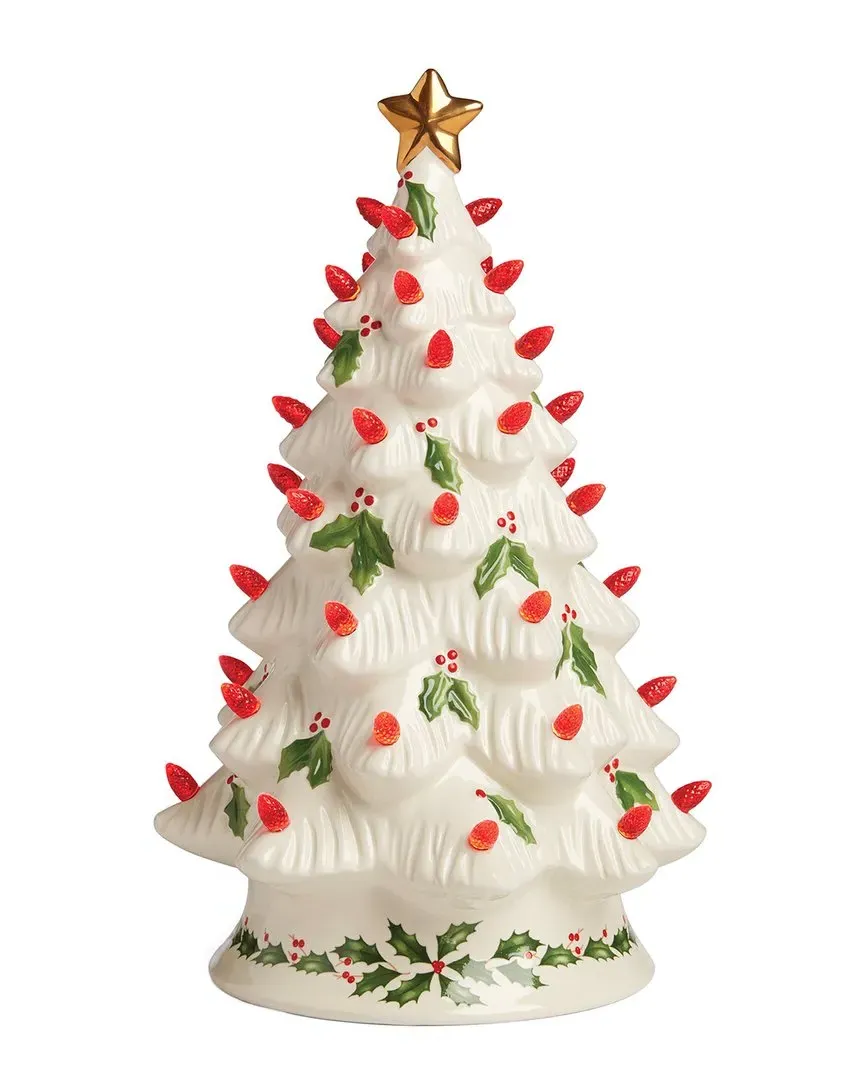 Treasured Traditions Light-Up Tree Figurine - White, Ceramic