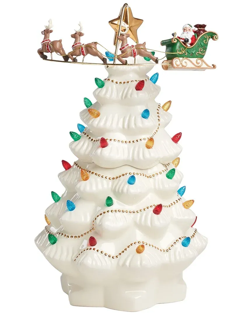 Treasured Traditions Tree with Flying Santa - White