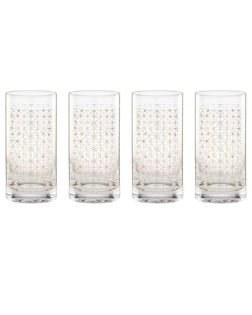 Tuscany Classics Set of 4 Highballs - Clear, Gold