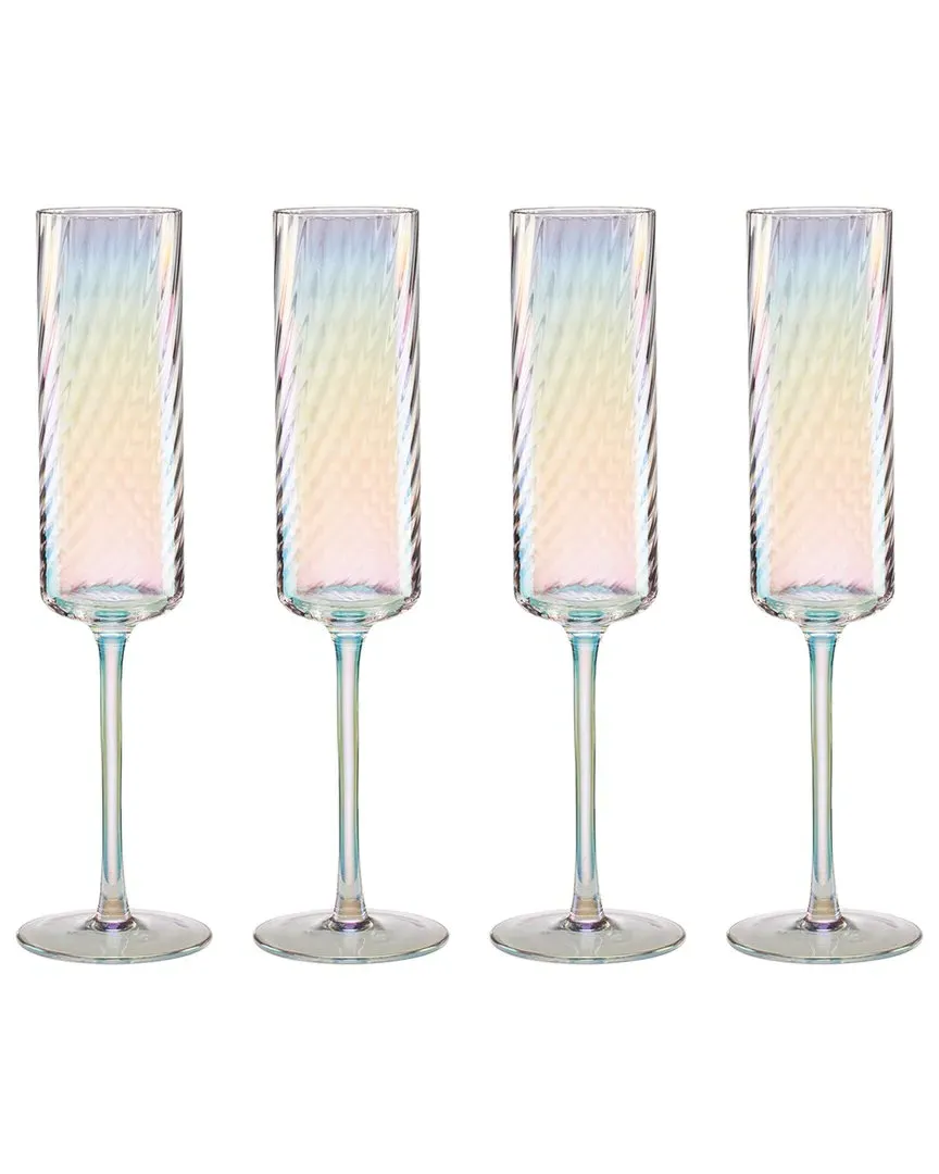 Tuscany Classics Set of 4 Iridescent Flute Glasses