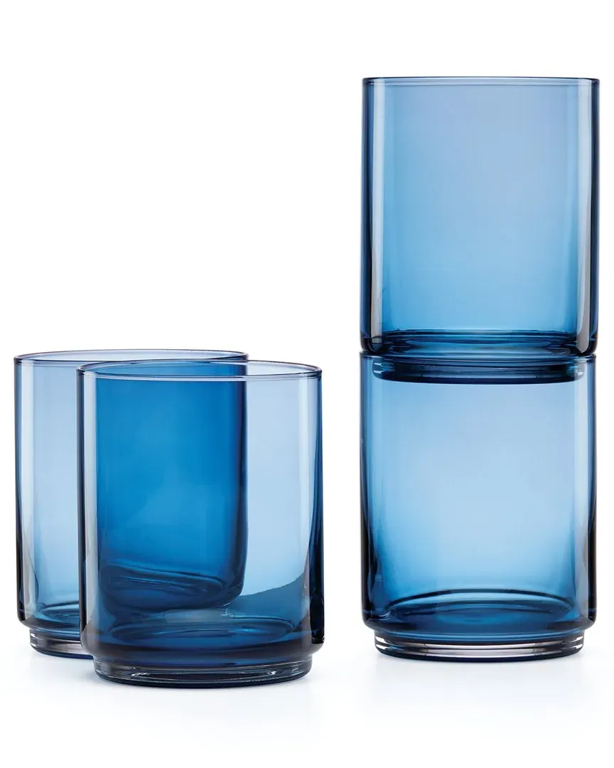 Tuscany Classics Set of 4 Stackable Tall Glasses - Blue