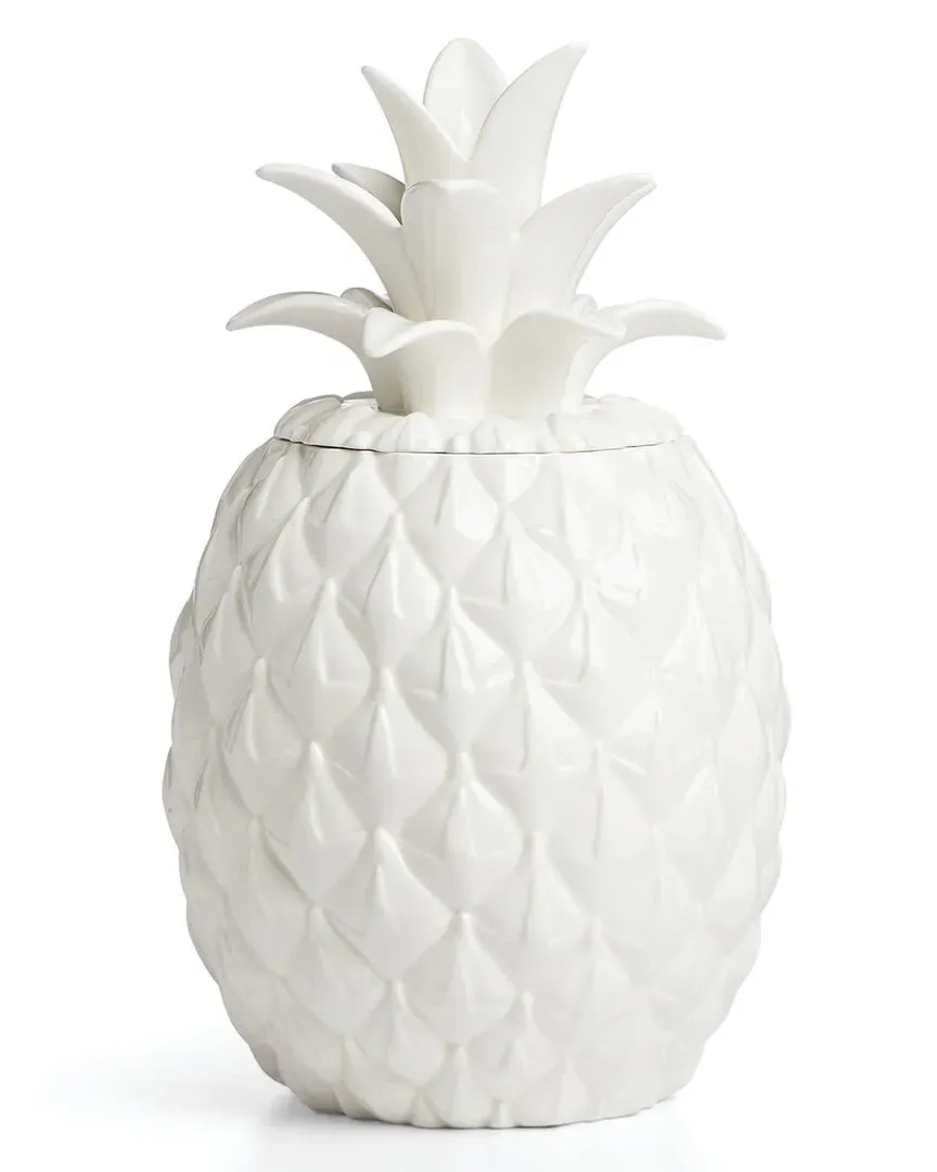 Wicker Creek Pineapple Cookie Jar - White, Porcelain
