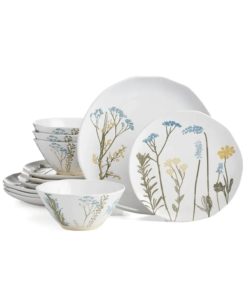 Wildflowers 12-Piece Dinnerware Set - White, Stoneware image