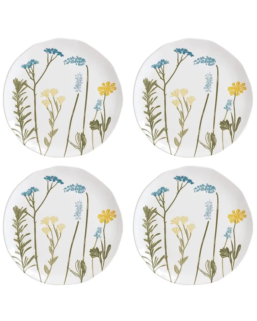 Wildflowers Set of 4 Accent Plates - White, Stoneware