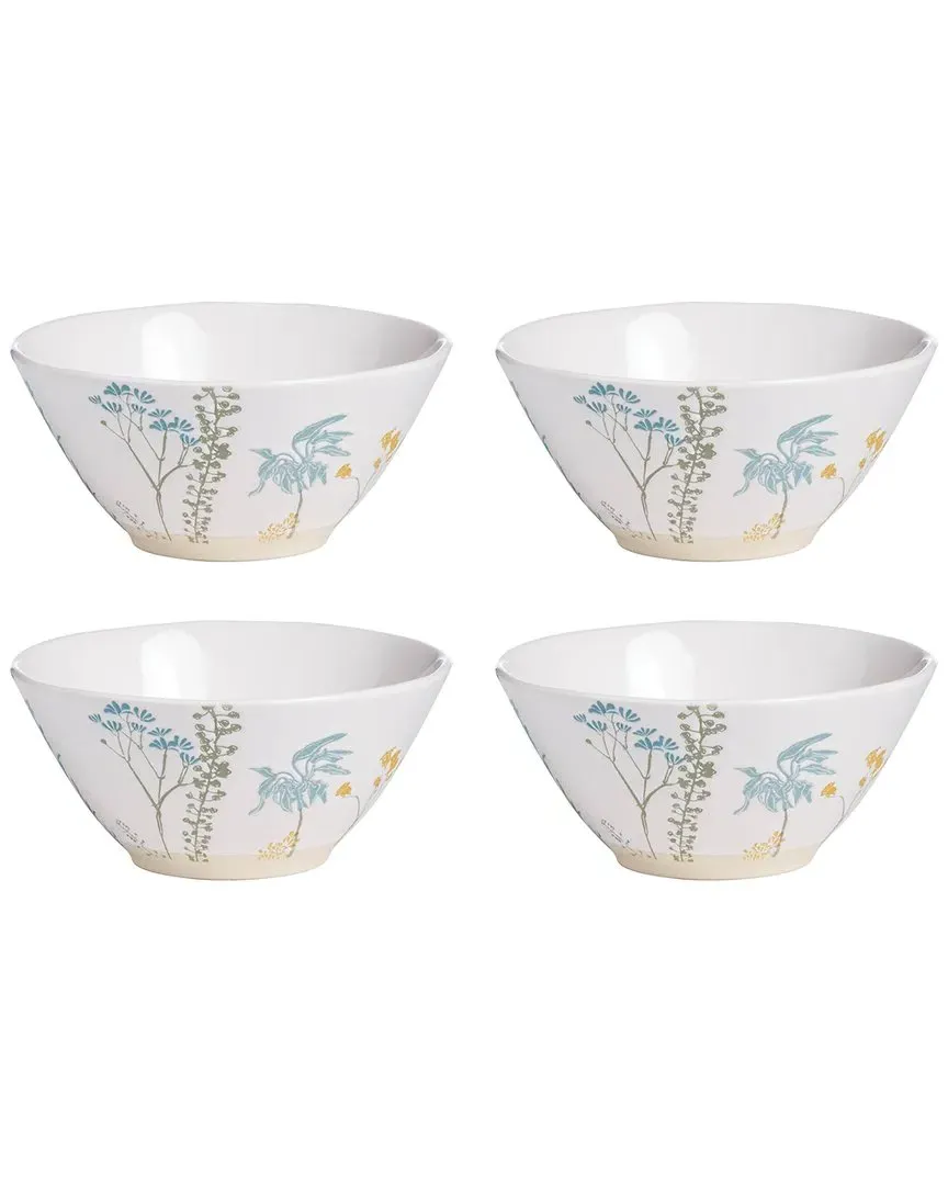 Wildflowers Set of 4 All-Purpose Bowls - White, Stoneware