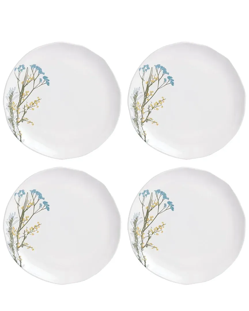 Wildflowers Set of 4 Dinner Plates - White, Stoneware