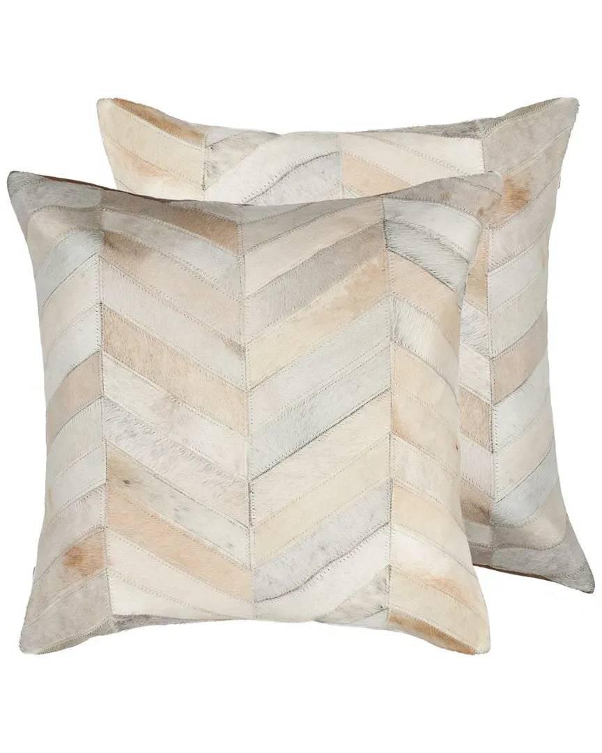 Set of 2 Torino Chevron Pillows - Natural, Cowhide image
