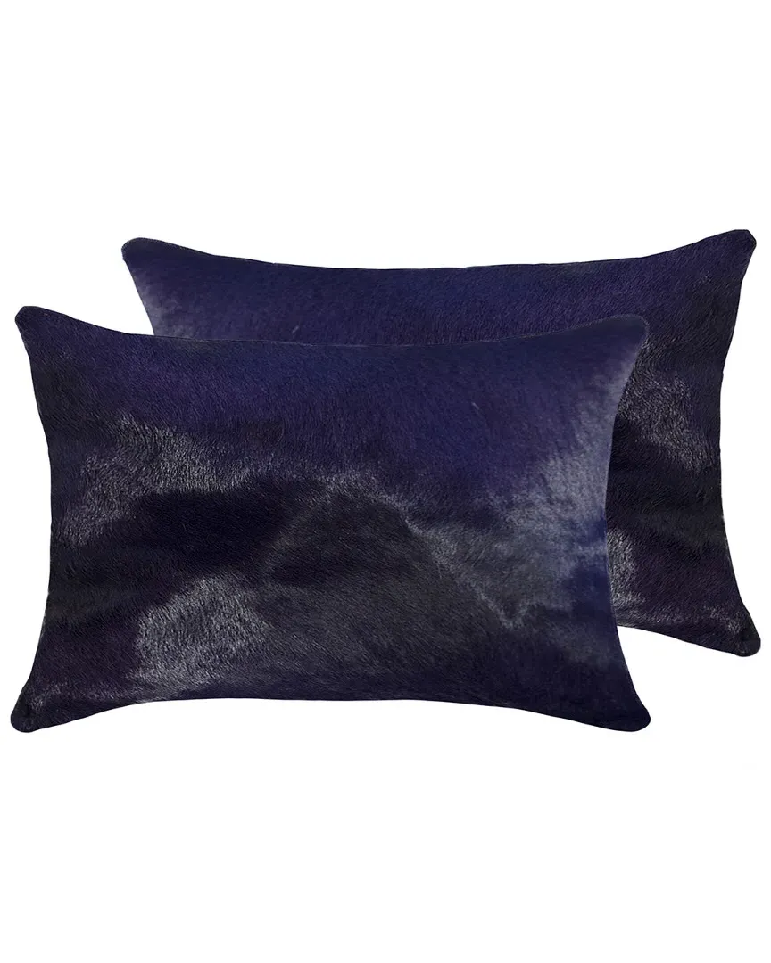 Set of 2 Torino Cowhide Pillows - Purple