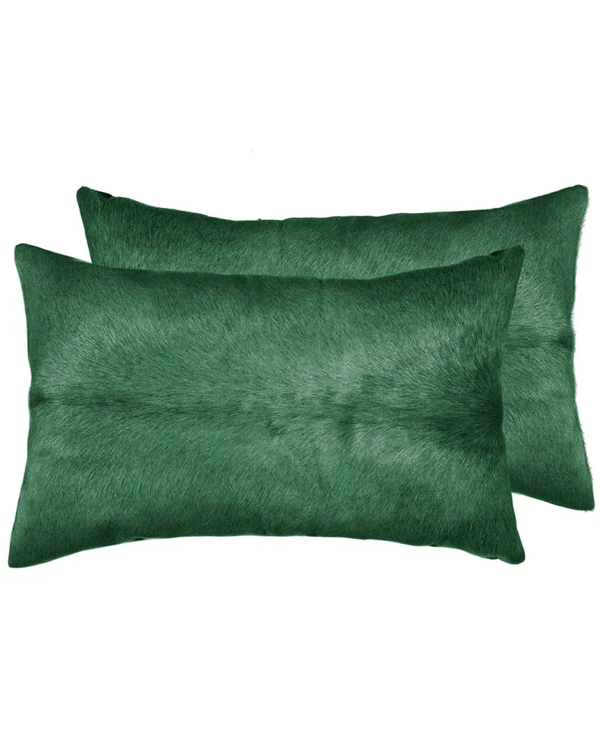Set of 2 Torino Cowhide Pillows - Verde
