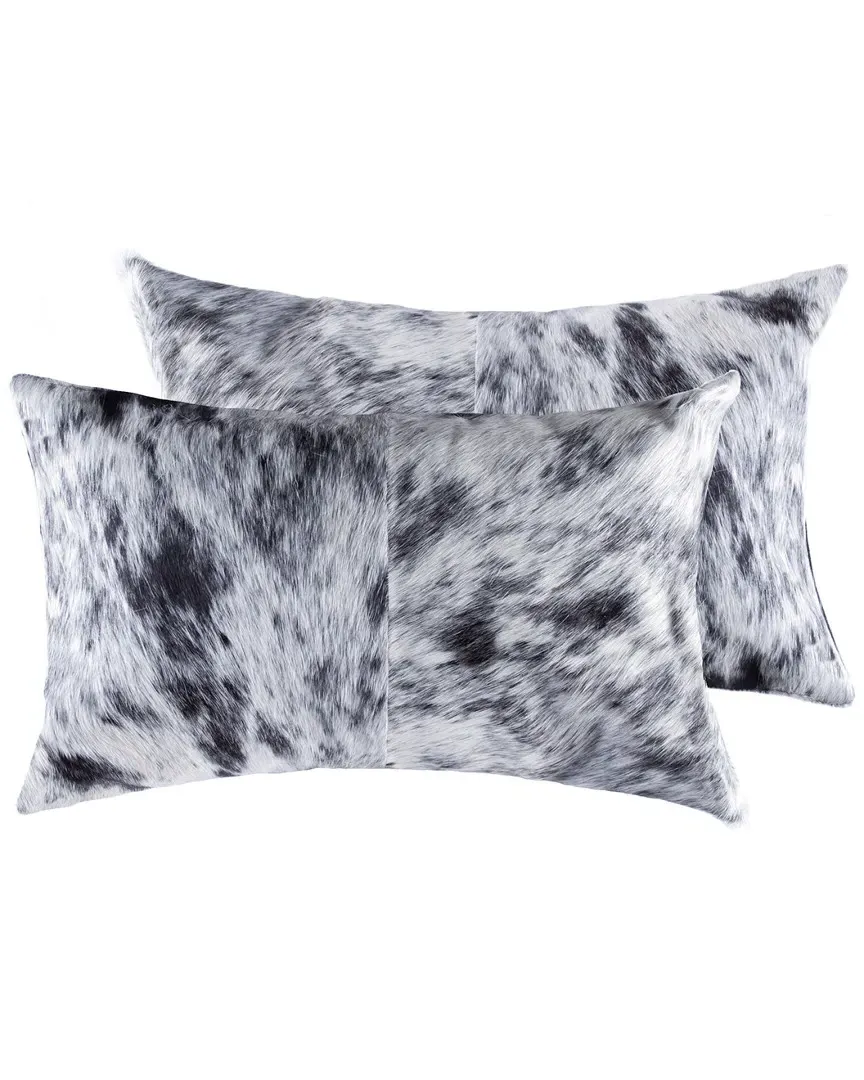 Set of 2 Torino Kobe Cowhide Pillows - Black and White image