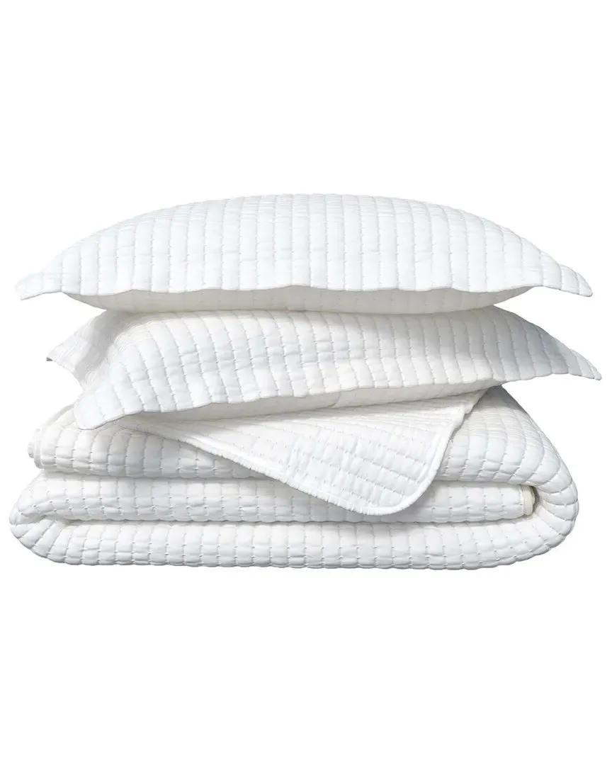 Channel Stitch Microfiber Quilt Set with Shams - White image