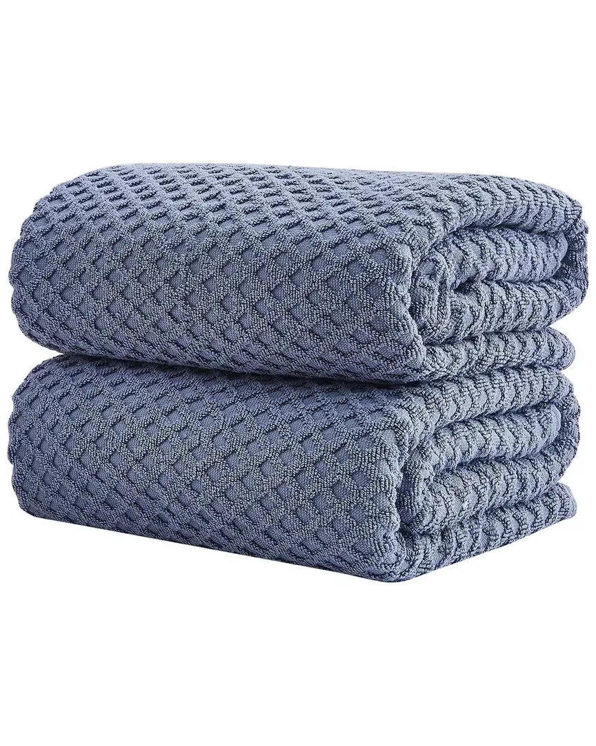 Cotton Diamond Waffle Bath Sheets 2-Pack - Chambray Blue