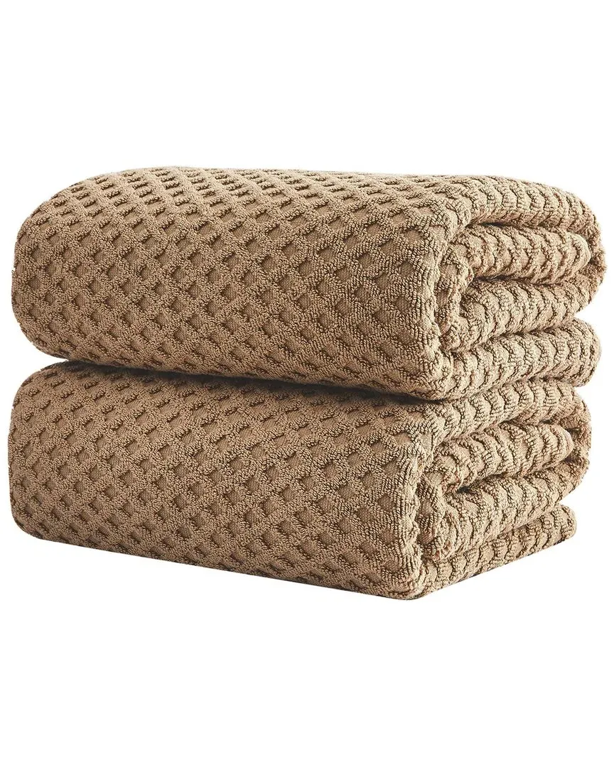Cotton Diamond Waffle Bath Sheets 2-Pack - Mocha