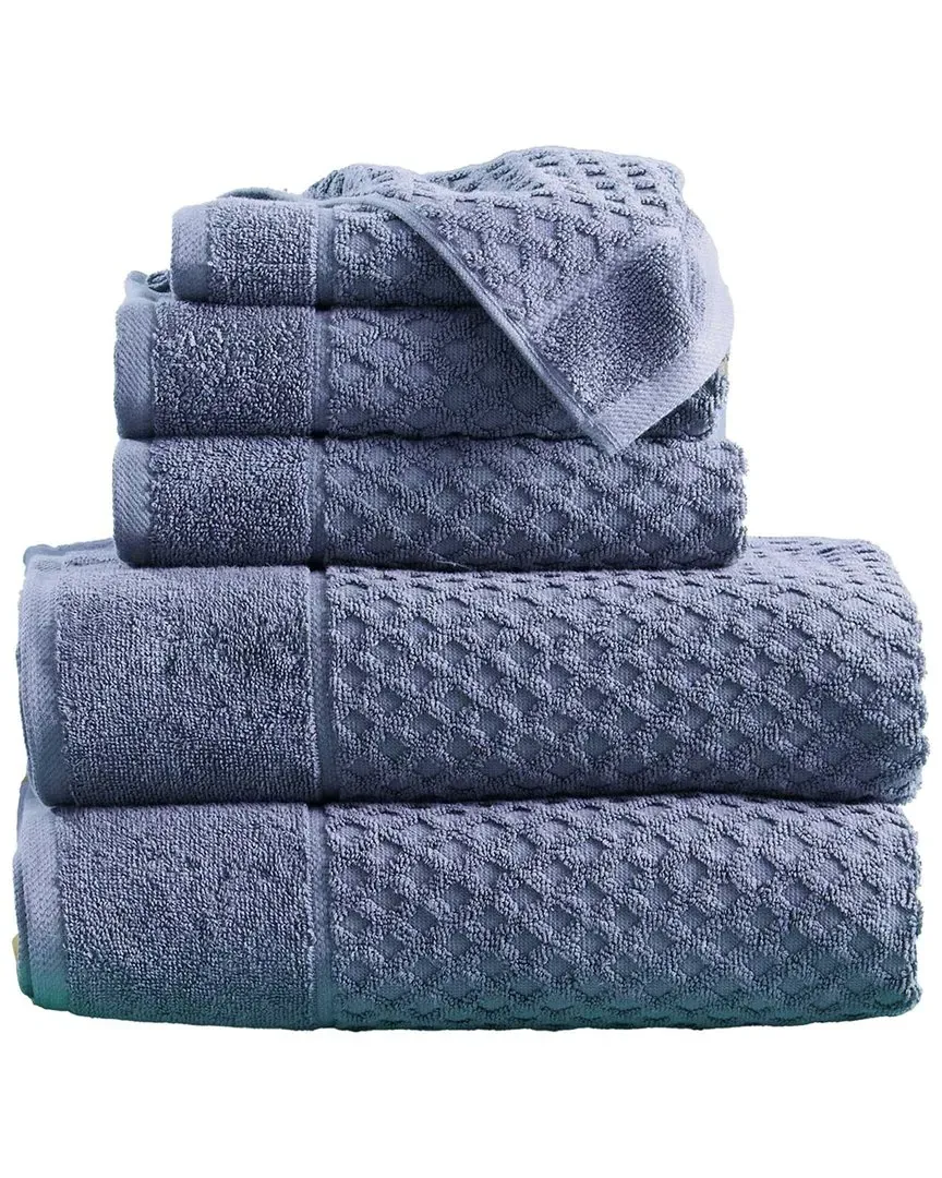 Cotton Diamond Waffle Bath Towel Set 6-Piece - Chambray Blue
