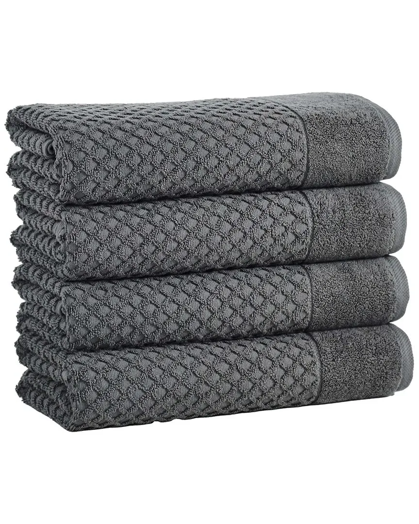 Cotton Diamond Waffle Bath Towels 4-Pack - Dark Gray