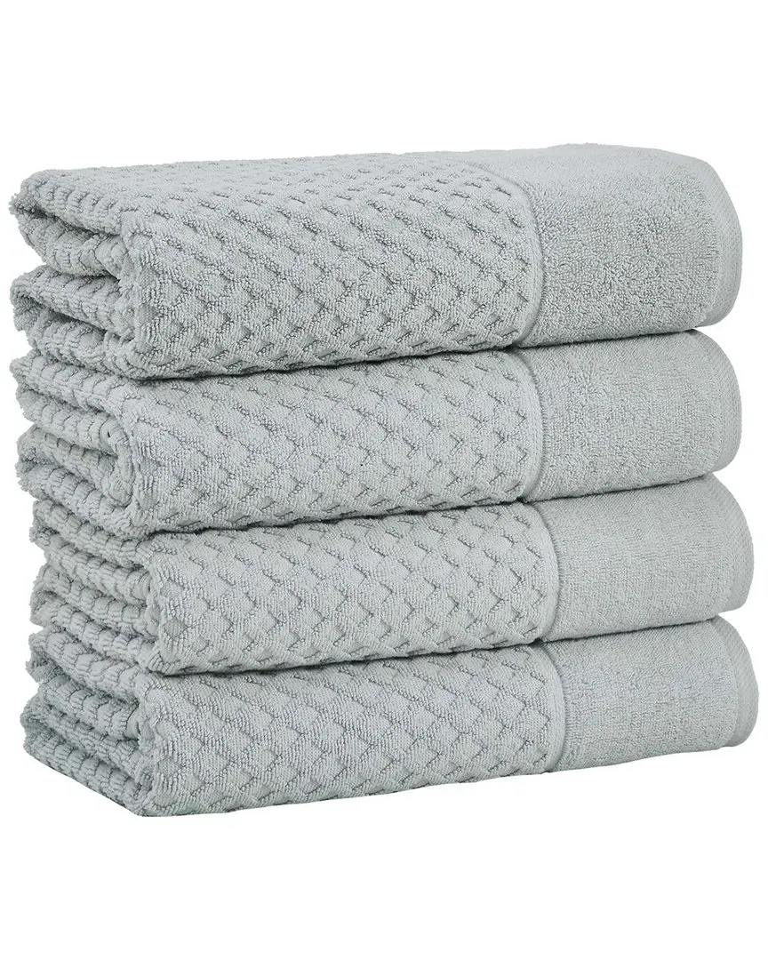 Cotton Diamond Waffle Bath Towels 4-Pack - Light Gray