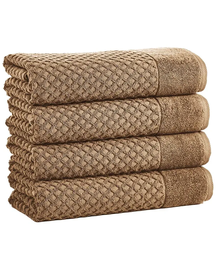 Cotton Diamond Waffle Bath Towels 4-Pack - Mocha